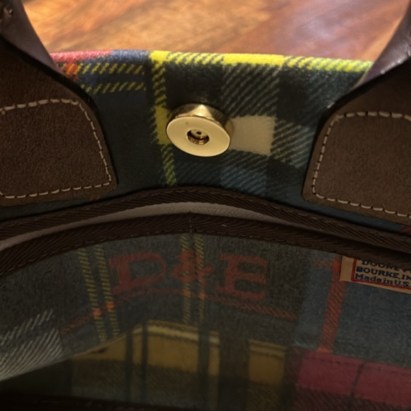 Vintage Dooney & Bourke Madras Ladybug Picnic Patchwork Plaid Handbag - Picture 12 of 15